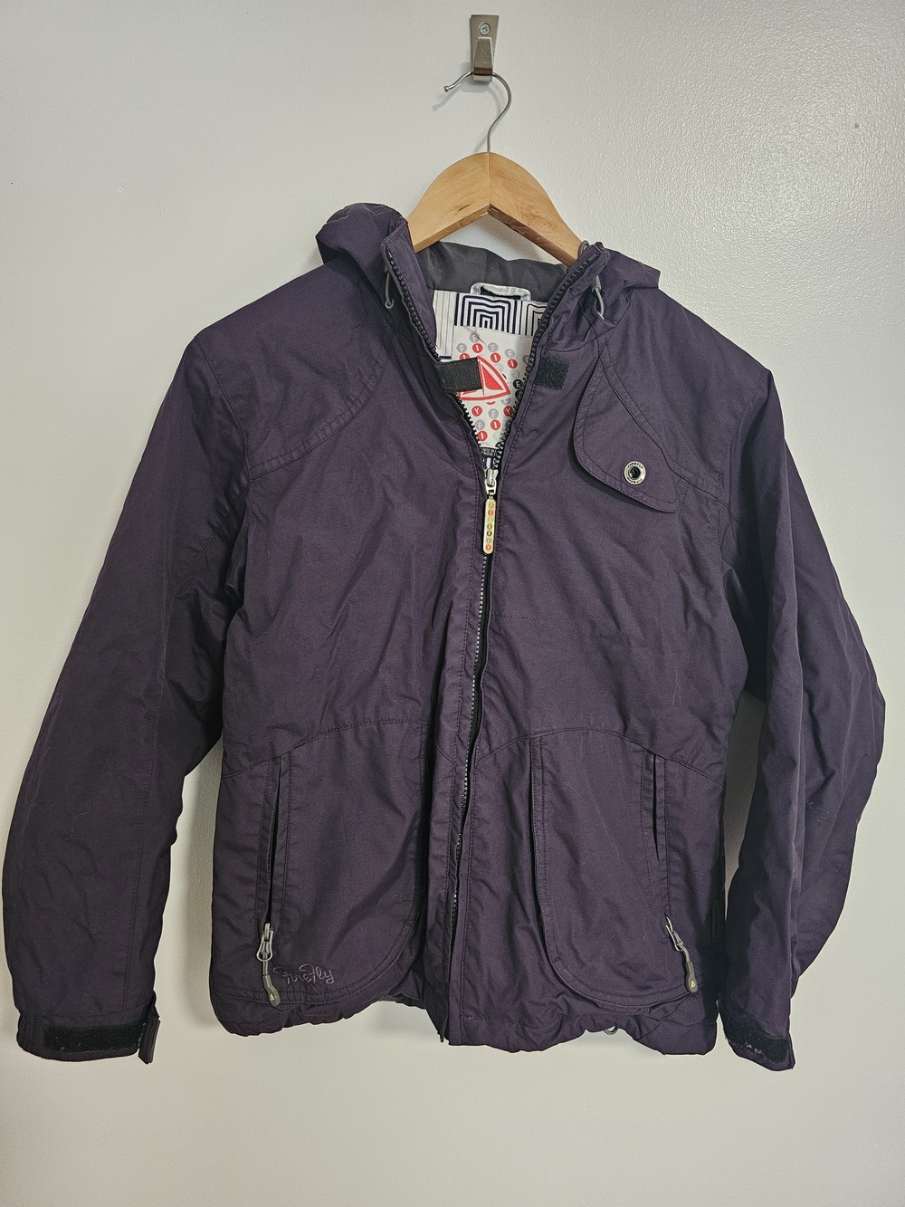 Firefly Hooded Purple Jacket Ski Snowboarding Sport Size M (US 8-10T) Girl